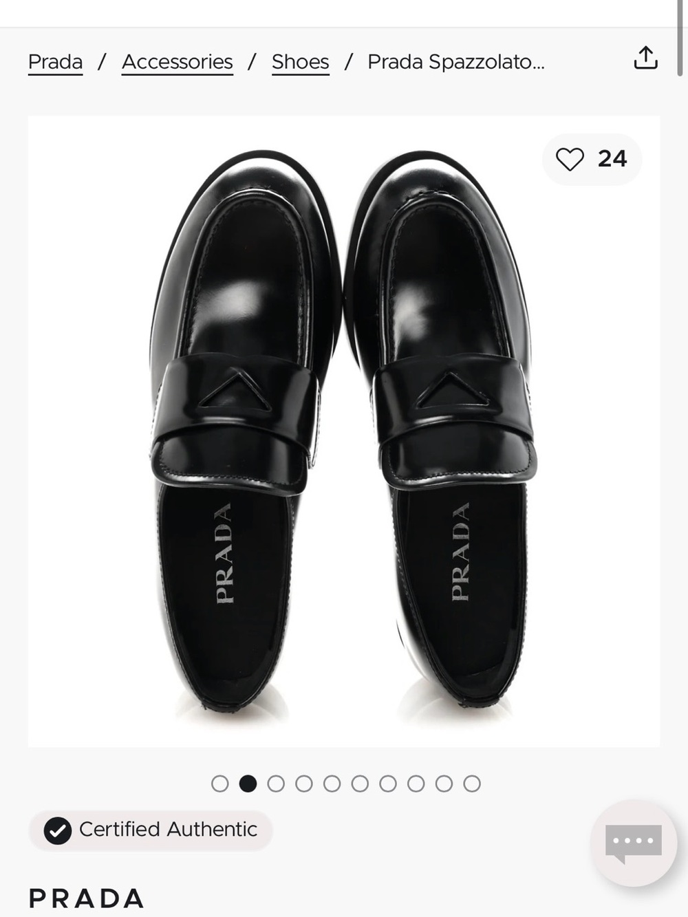 Prada Spazzolato Loafers 39 Black